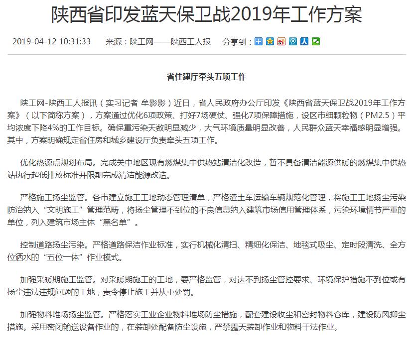 2019年蓝天保卫战方案